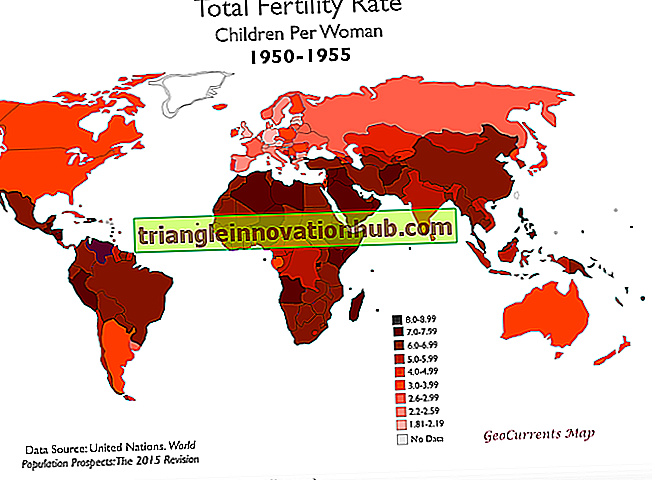 Tasa bruta de natalidad y tasa de fertilidad total para el mundo y las principales regiones